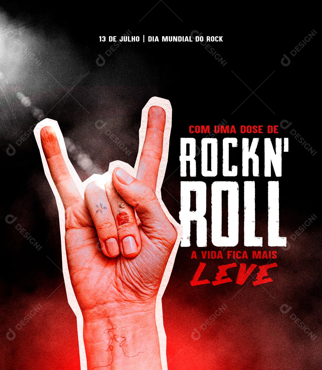 Social Media Dia Mundial do Rock Com Uma Dose PSD Editável