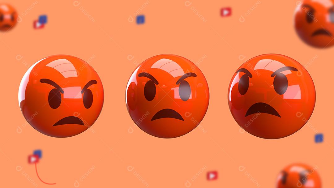 Emojis 3D Reação Raiva Elemento Para Composição PSD