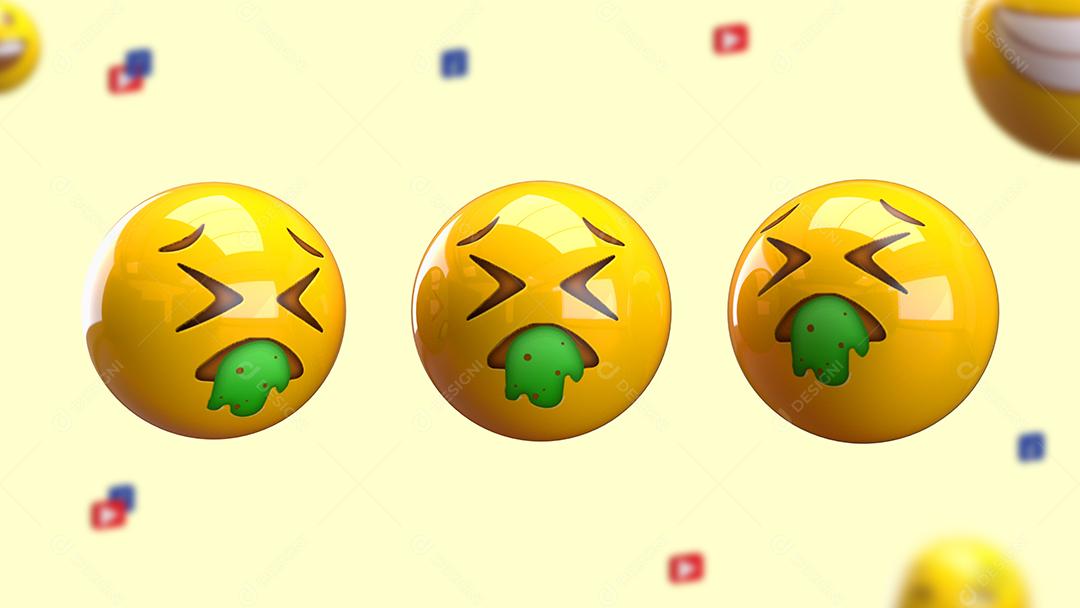 Emojis 3D Reação vomitando Elemento Para Composição PSD