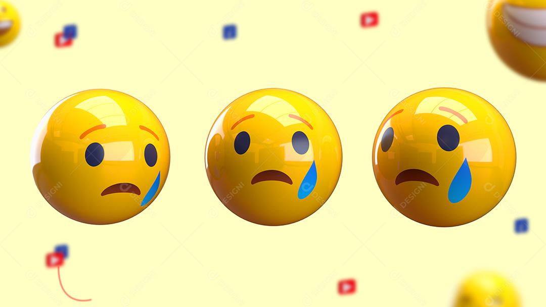 Emoji Triste Elemento 3D Para Composição PSD
