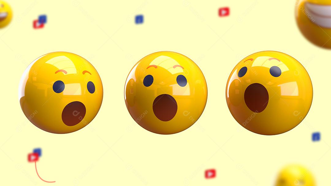 Emojis 3D Reação Surpreso Elemento Para Composição PSD