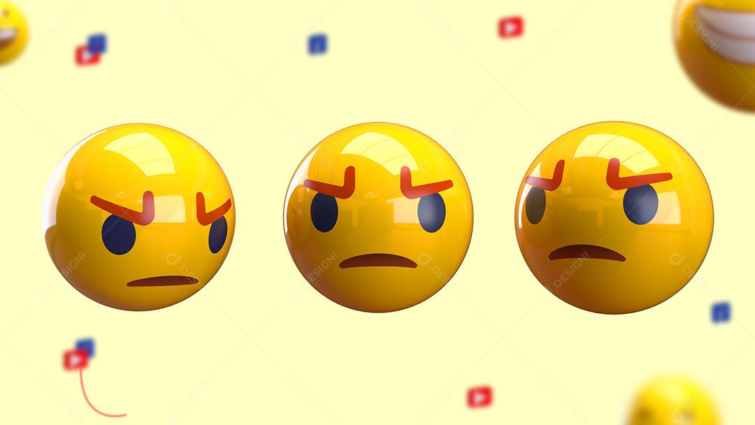 Emojis 3D Reação Bravo Elemento Para Composição PSD