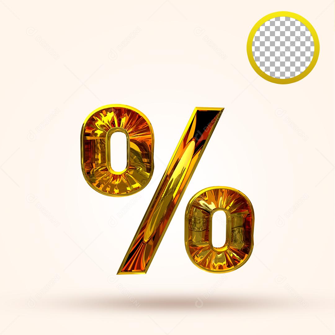 Porcentagem Dourado 3D Para Composição PSD