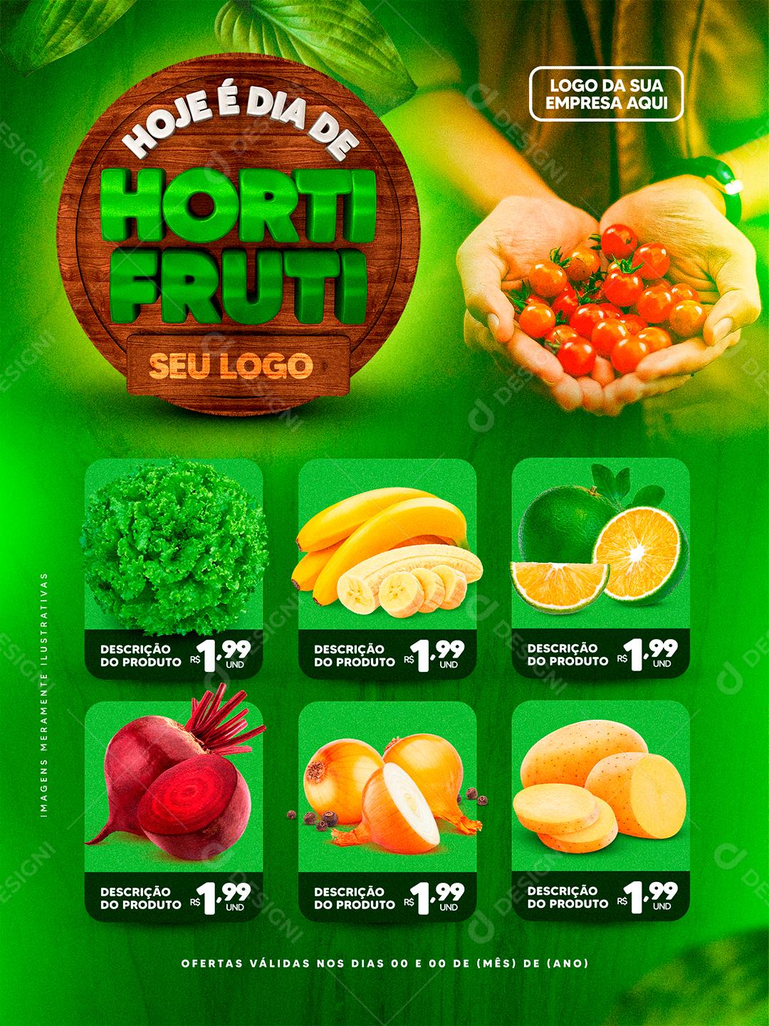 Social Media Encarte Ofertas Hortifruti Supermercado PSD Editável