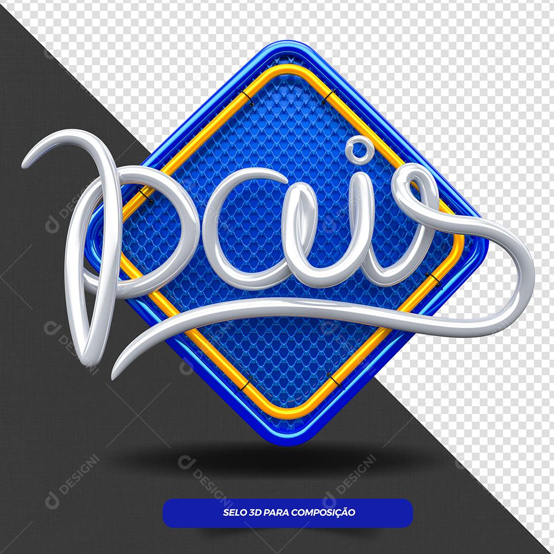 Selo 3D Azul Pais Para Composição PSD