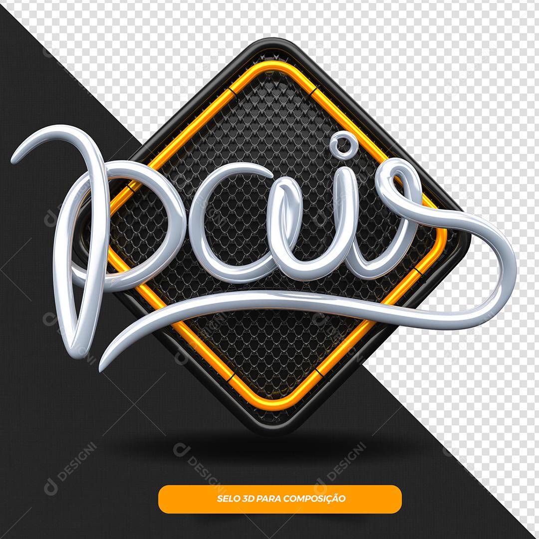 Selo 3D Preto Pais Para Composição PSD