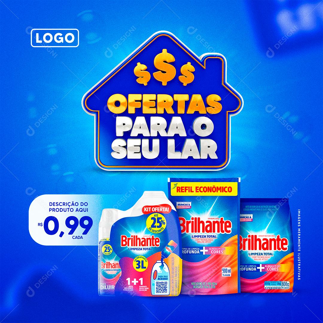 Social Media Ofertas Para o Seu Lar Produtos de Limpeza PSD Editável