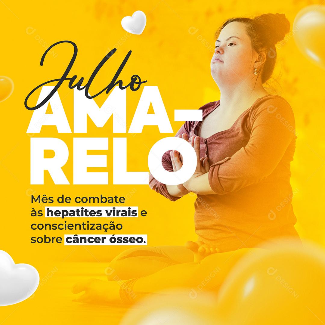 Social Media Mês de Conscientização das Hepatites Virais Julho Amarelo PSD Editável
