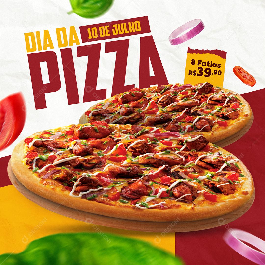 Social Media Dia da Pizza 10 de Julho PSD Editável