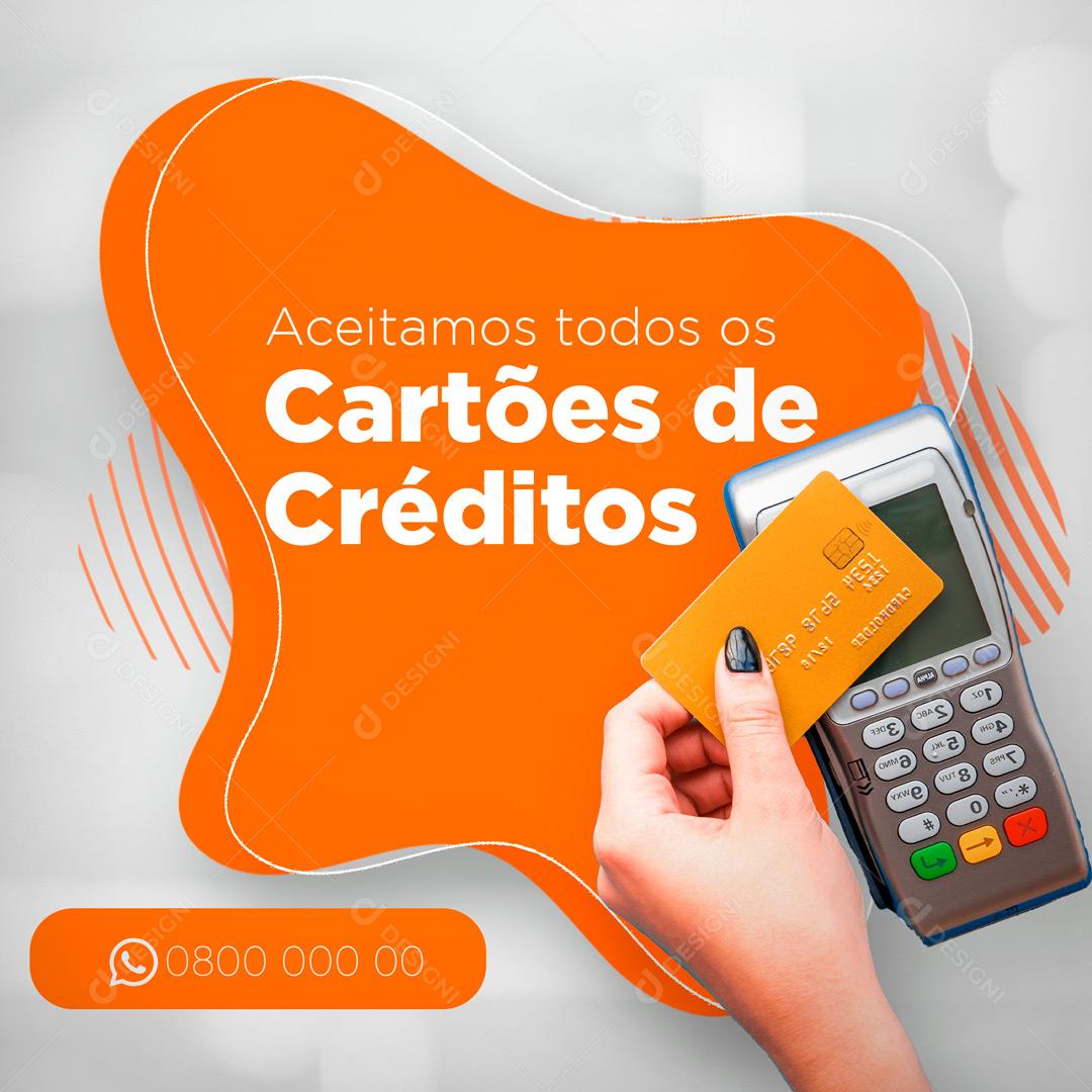 Post Distribuidor de Gás de Cozinha Aceitamos Todos Os Cartões de Crédito Social Media PSD Editável