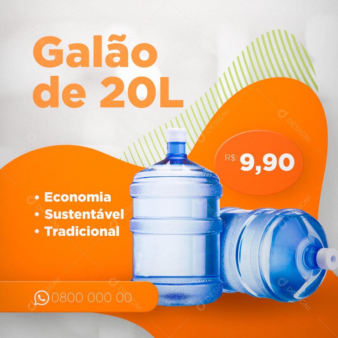 Galão de Agua 20 Litros  Social Media PSD Editável