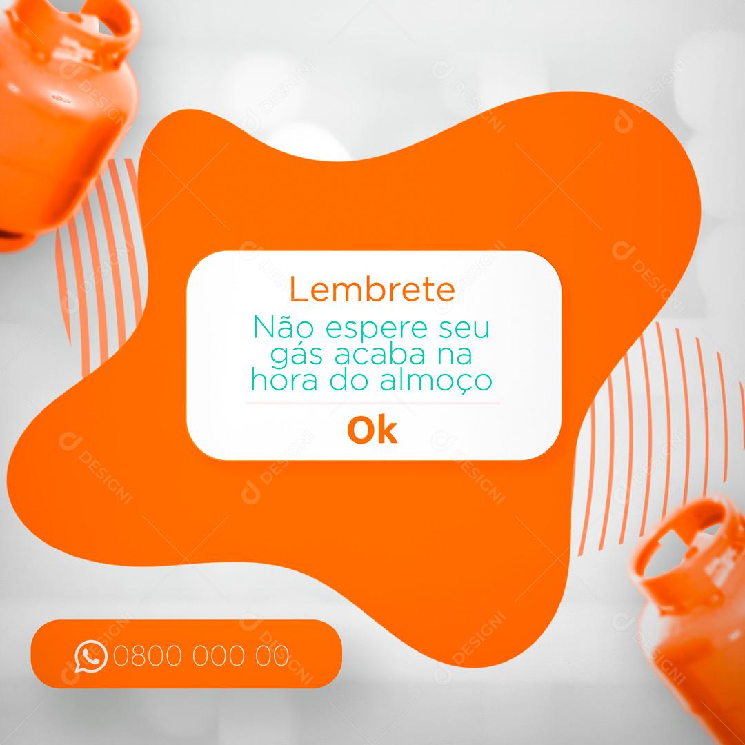 Post Botijão Gás de Cozinha Lembrete Social Media PSD Editável