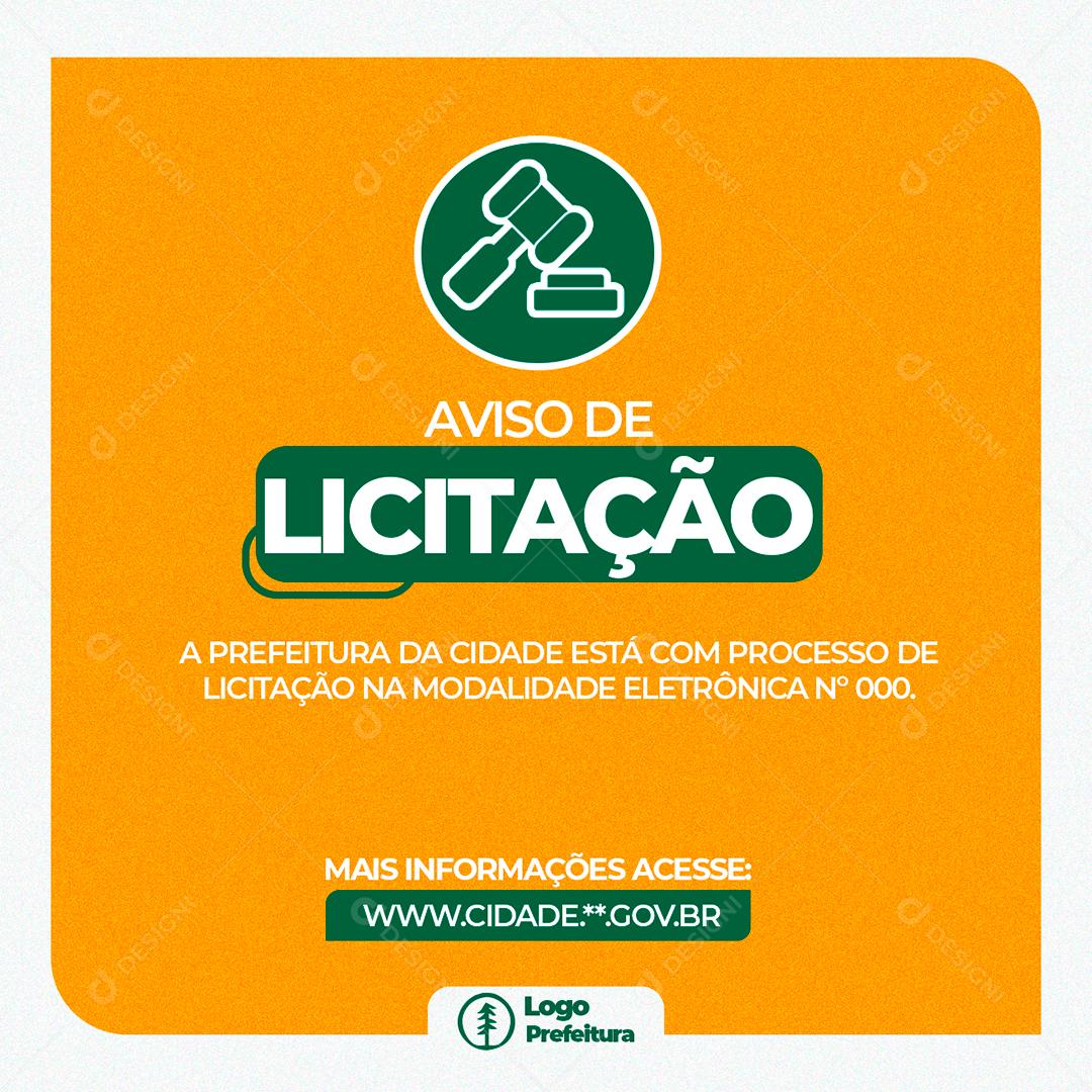 Social Media Aviso de Licitação Prefeitura PSD Editável