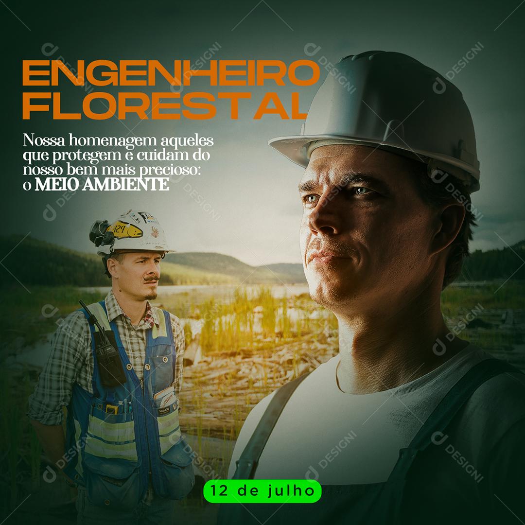 Social Media Nossa Homenagem aqueles que protegem Dia do Engenheiro Florestal PSD Editável