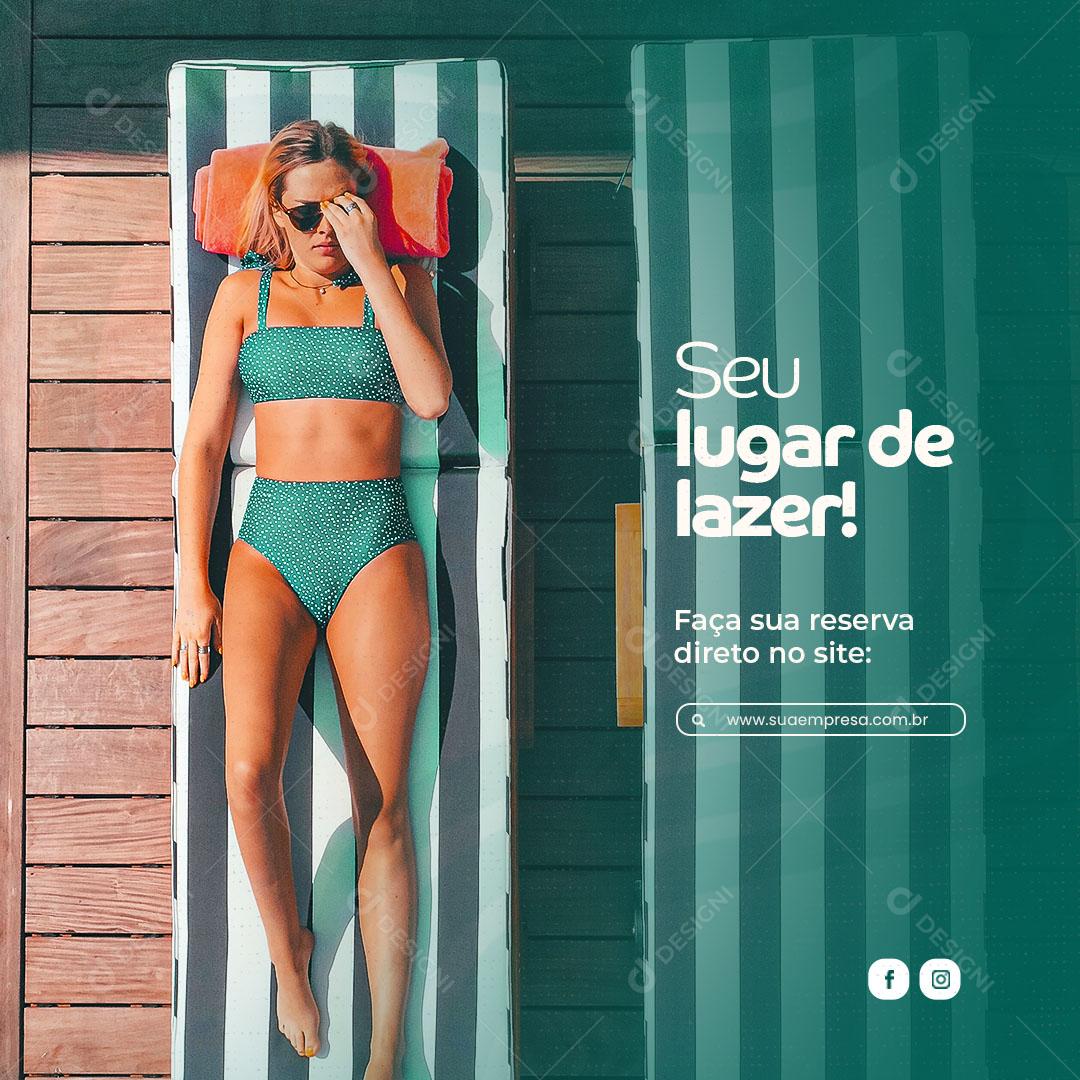 Hotel Hospedagem Pacotes Seu Lugar de Lazer Social Media PSD Editável