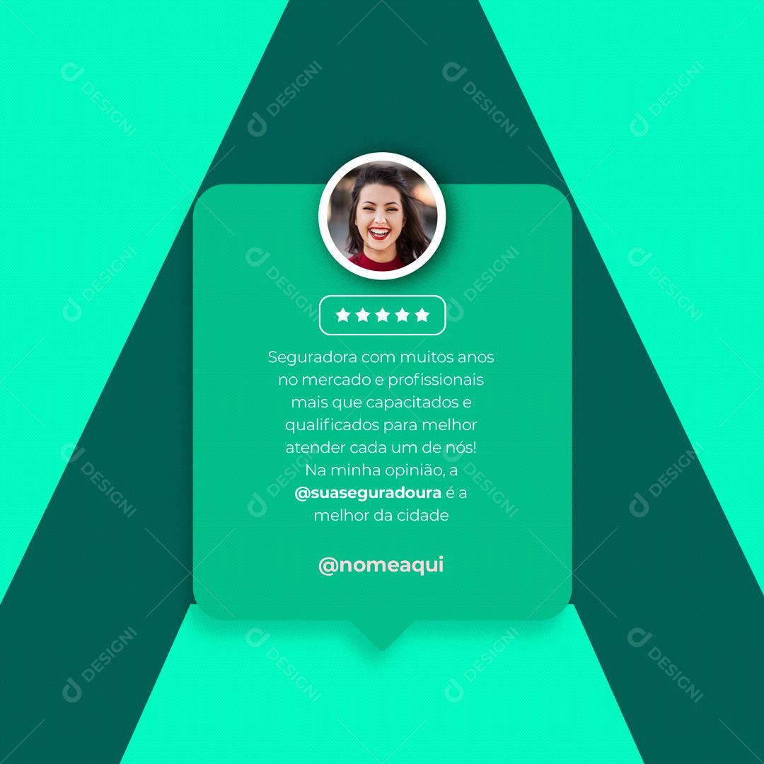 Social Media Seguros Seguradora Feedback PSD Editável