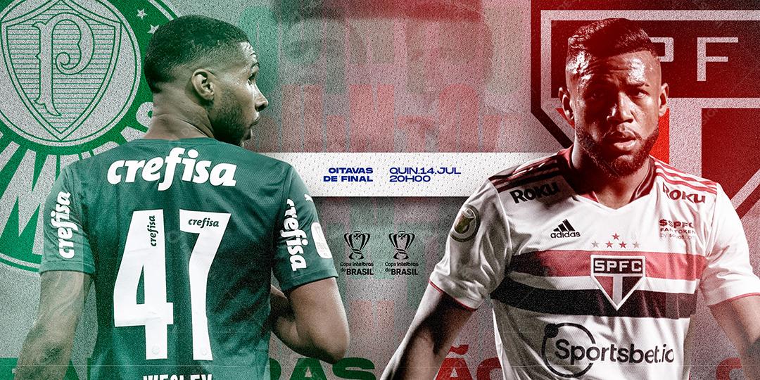 Social Media Banner Palmeiras Vs São Paulo Copa Intelbras do Brasil Transmissão PSD Editável