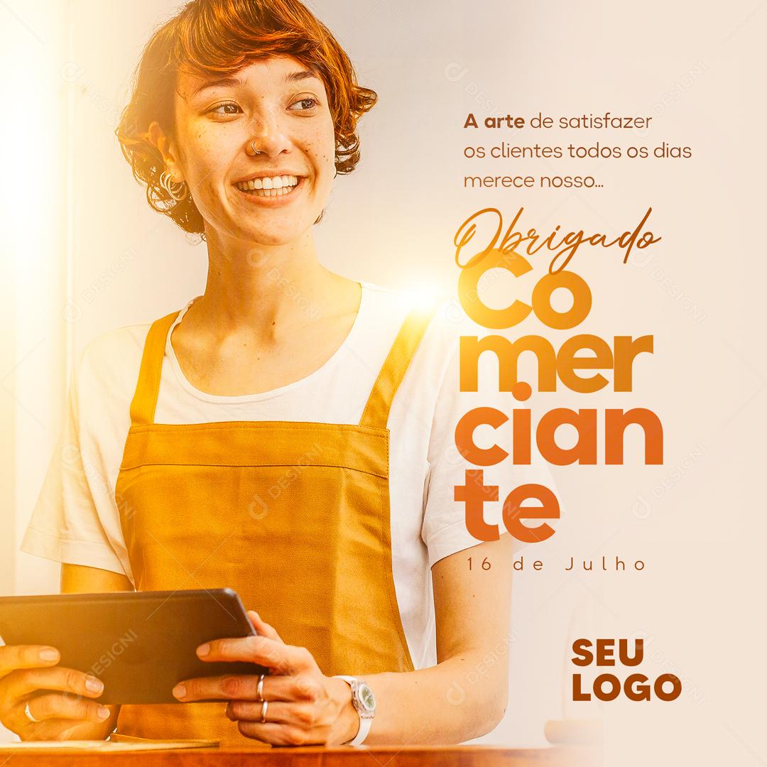 Social Media A Arte de Sastifazer os Clientes todos os Dias Dia do Comerciante PSD Editável