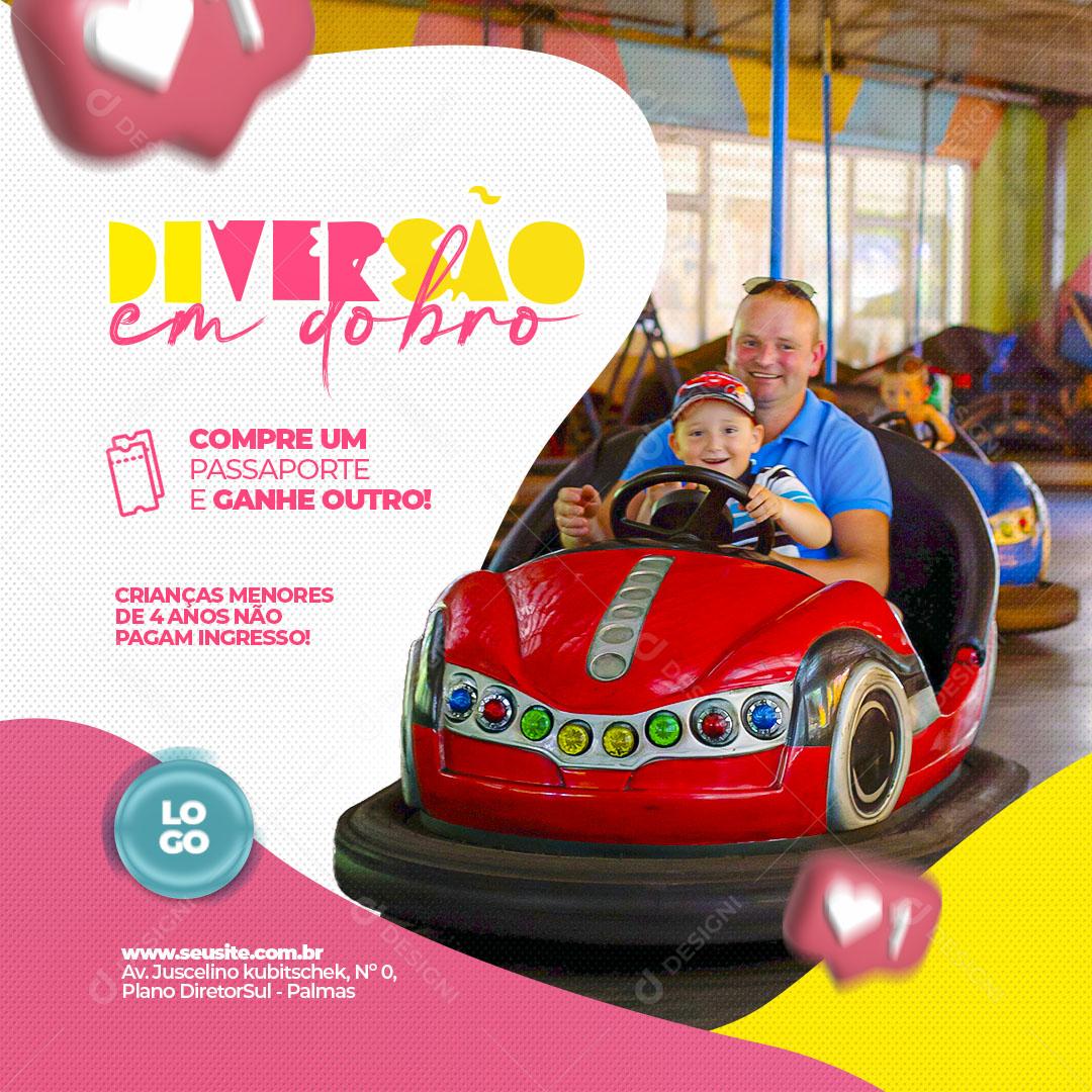 Parque de Diversões Diversão Garantida Carrinho Bate Bate Social Media PSD Editável