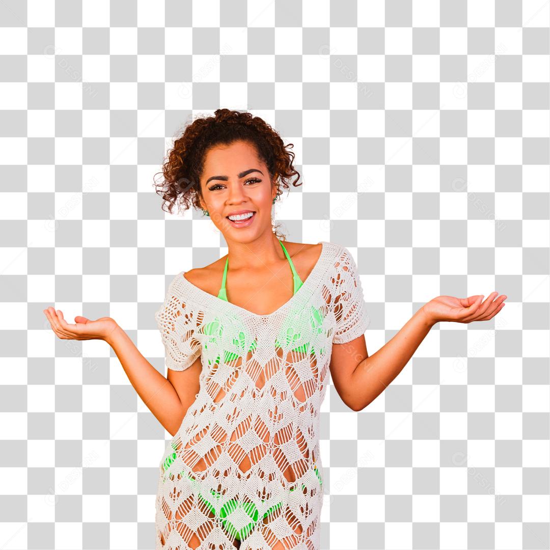 Afro woman in beachwear. vacation concept