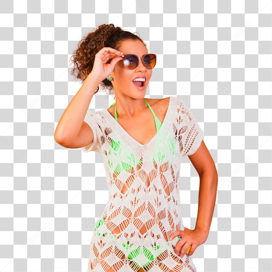 Afro woman in beachwear. vacation concept