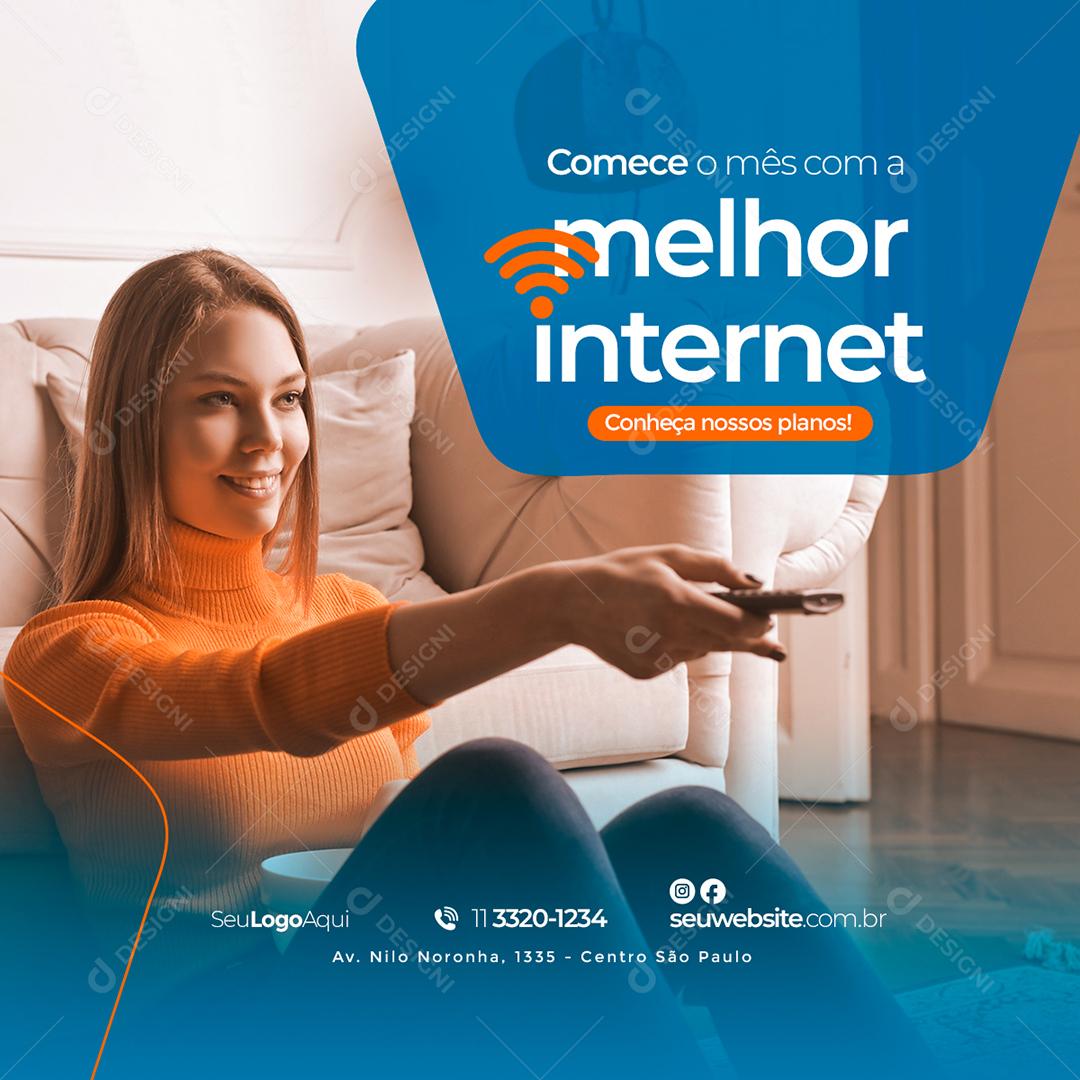 Social Media Comece o Mês com a Melhor Provedor de Internet PSD Editável