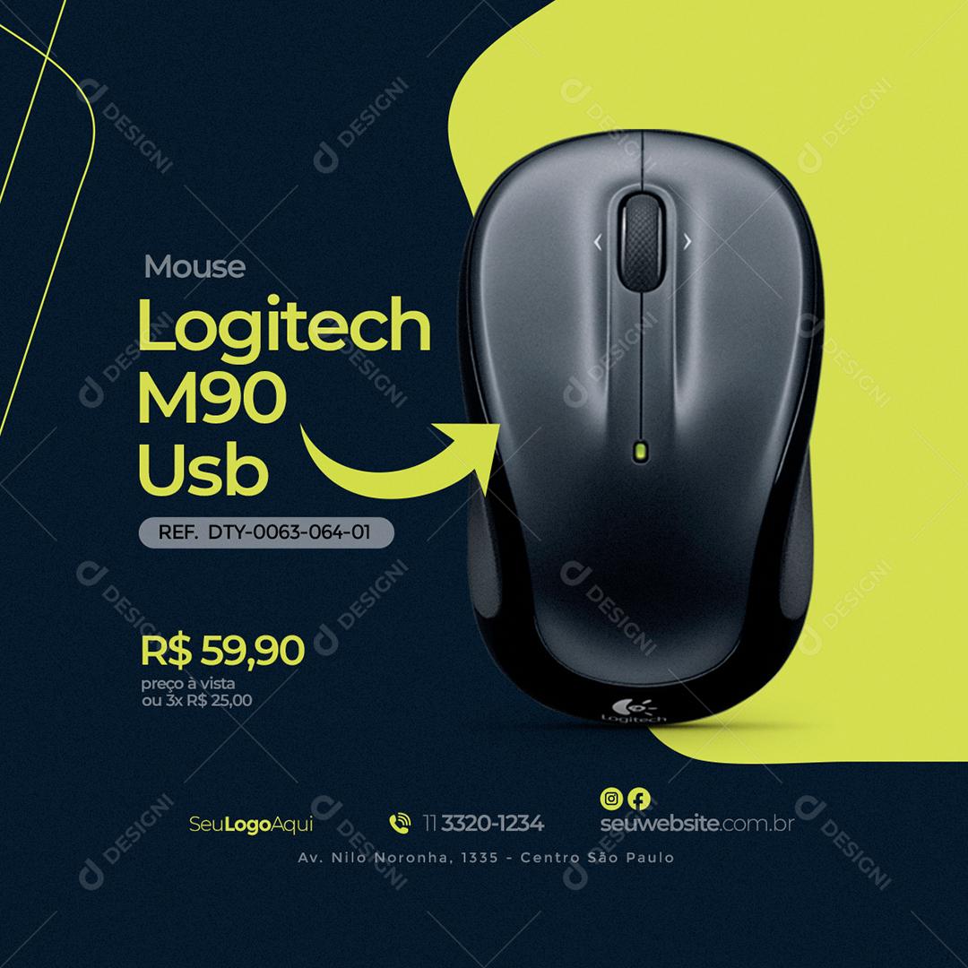 Social Media Logitech M90 Usb Informática Mouse PSD Editável