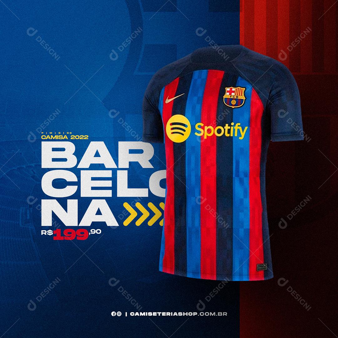 Social Media Barcelona Camisa 2022 Camisas de Times Loja PSD Editável