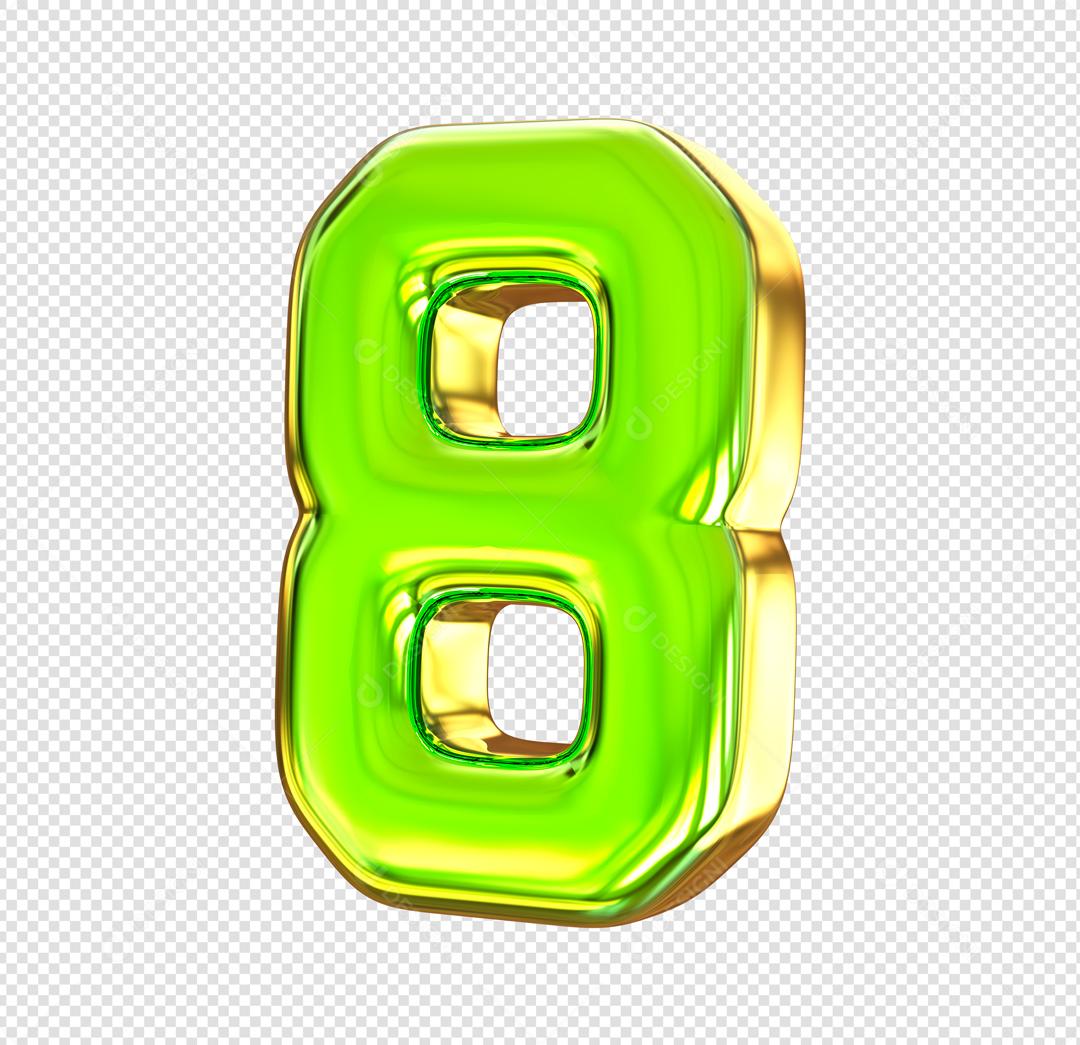 Número 3D 8 Verde Claro Elemento Para composição PSD