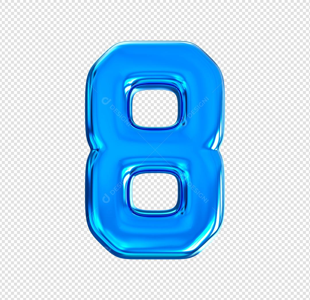 Número 3D 8 Azul Claro Elemento Para composição PSD