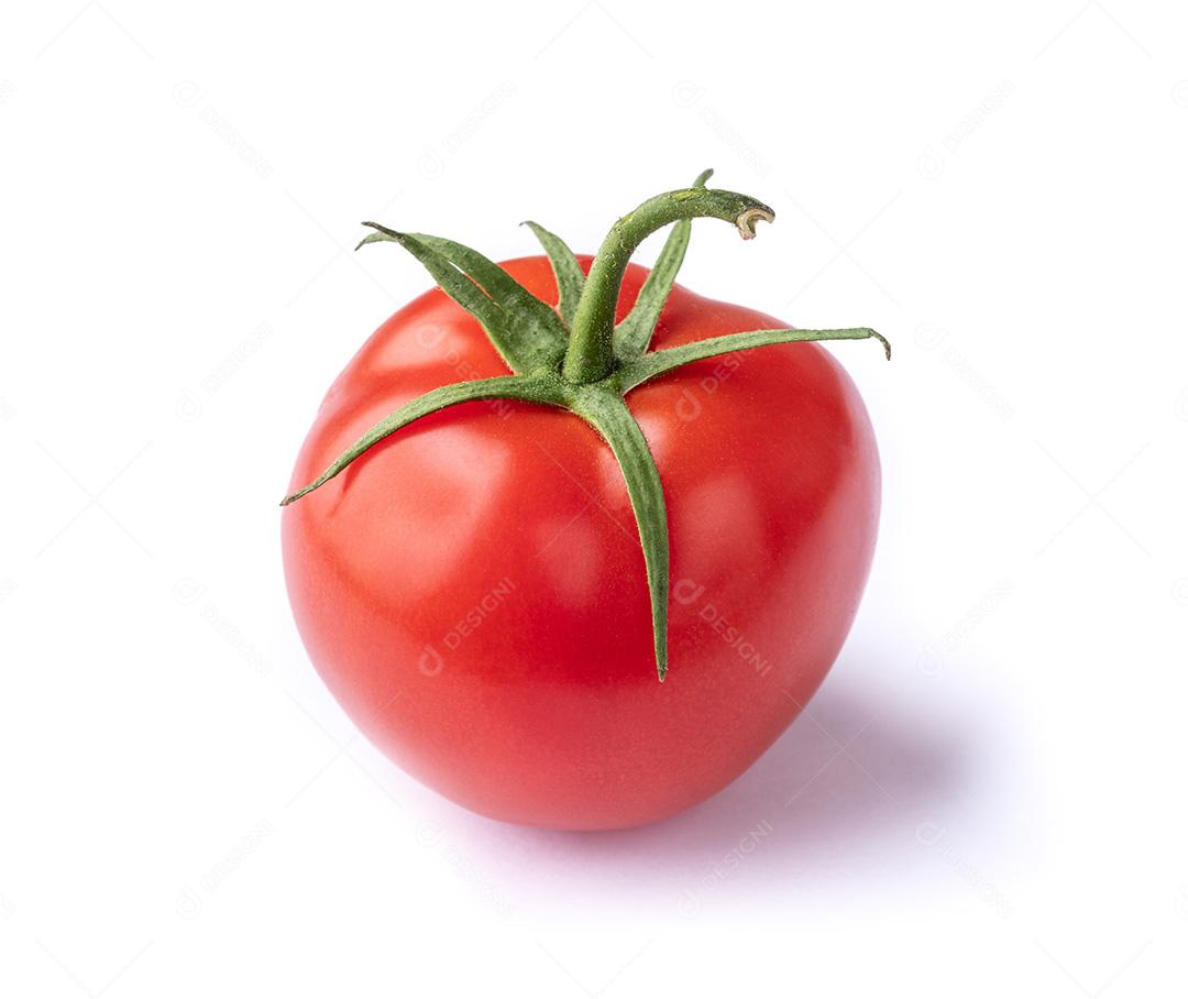 Um tomate vermelho isolado sobre fundo branco