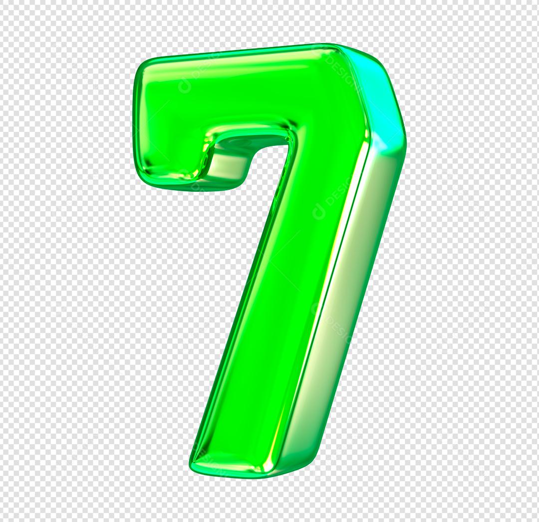 Número 3D 7 Verde Elemento Para composição PSD