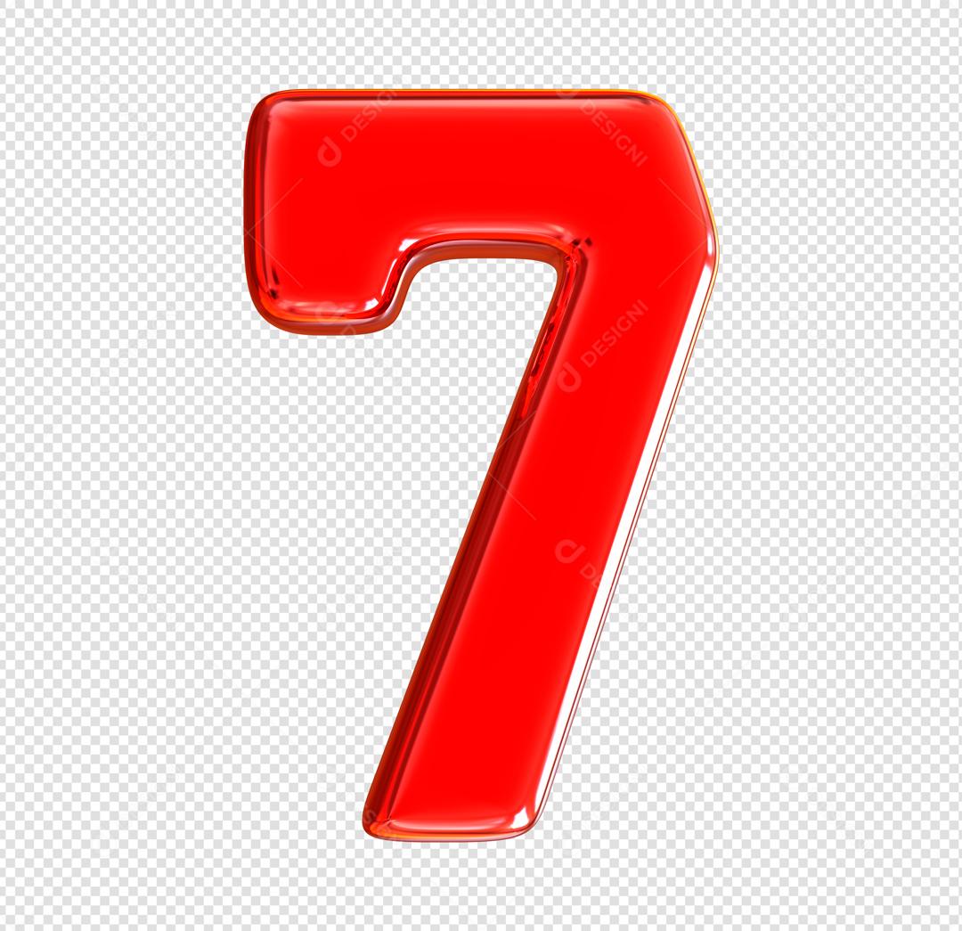 Número 3D Vermelho Elemento Para composição PSD