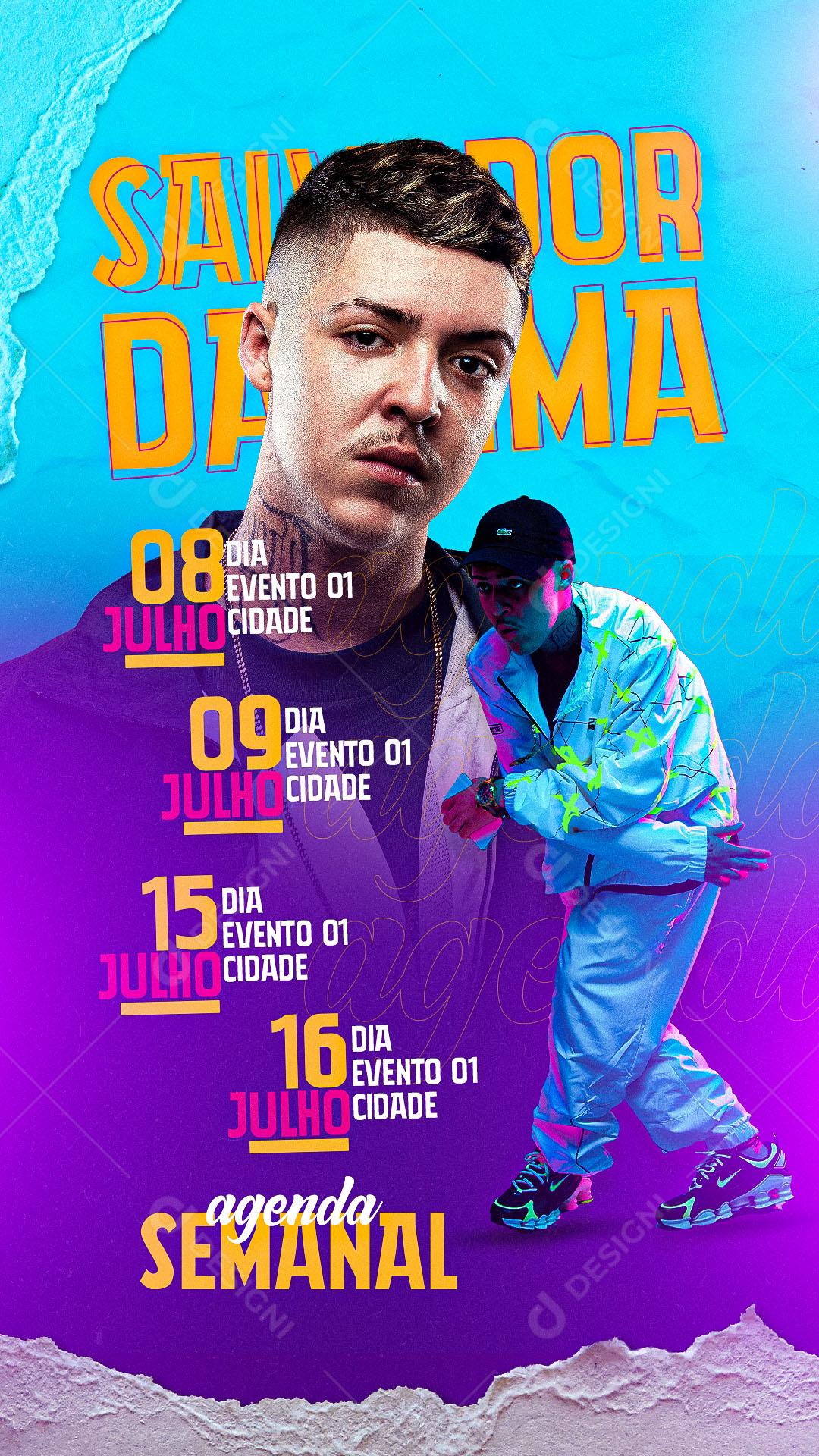 Story Flyer Agenda Semanal MC Salvador da Rima Social Media PSD Editável