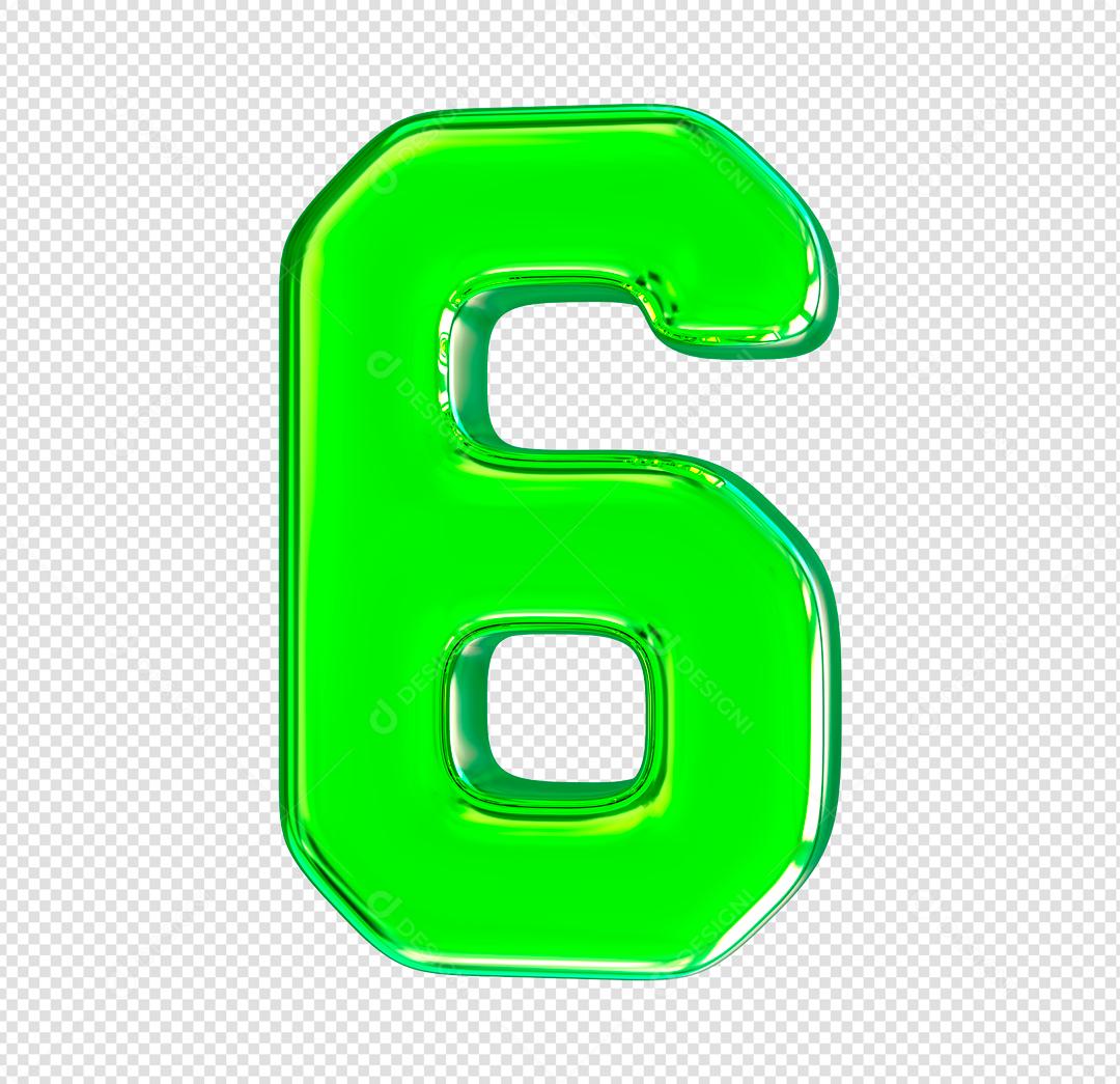 Número 3D 6 Verde Elemento Para composição PSD