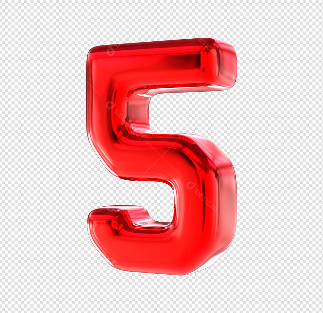 Número 3D 6 Vermelho Elemento Para composição PSD