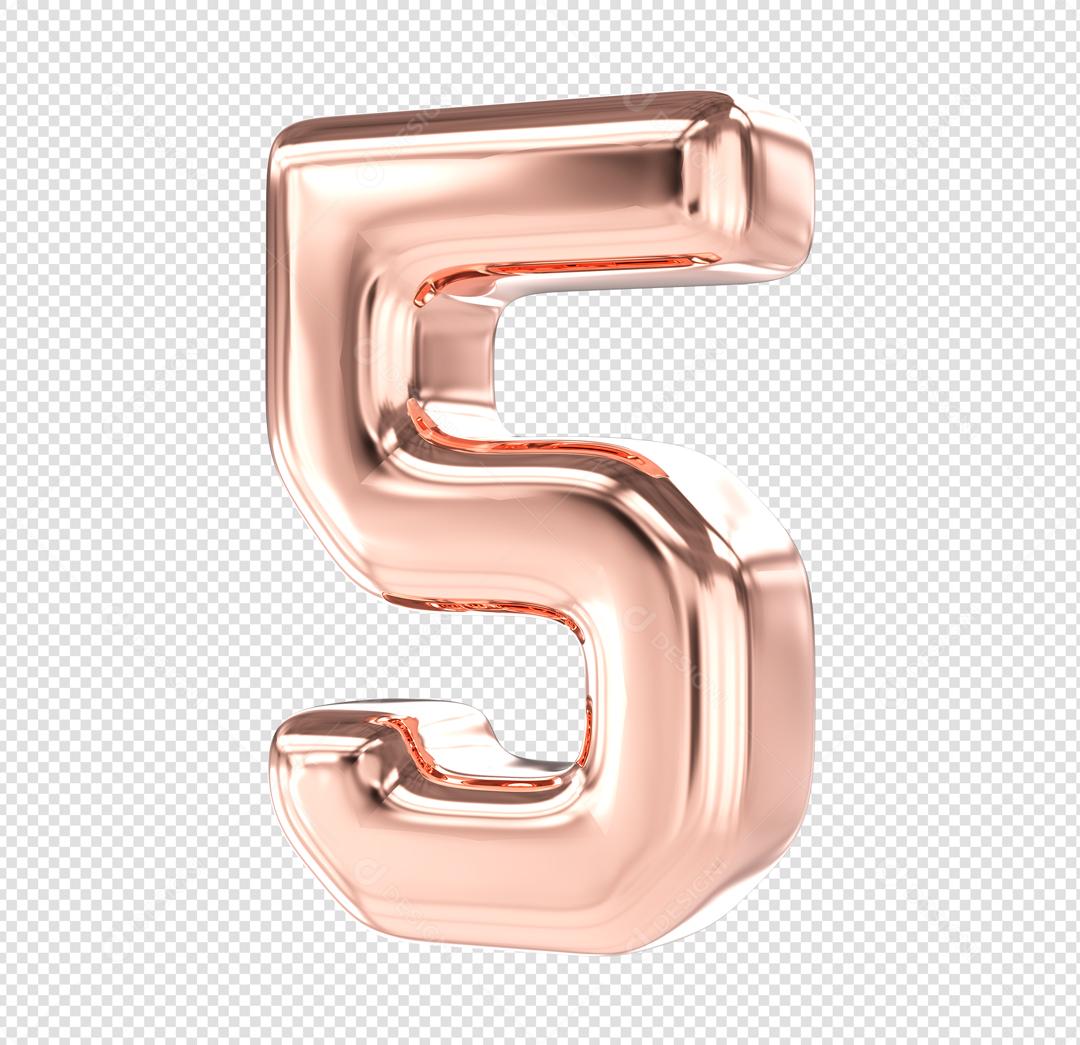 Número 3D 5 Rosa Elemento Para composição PSD