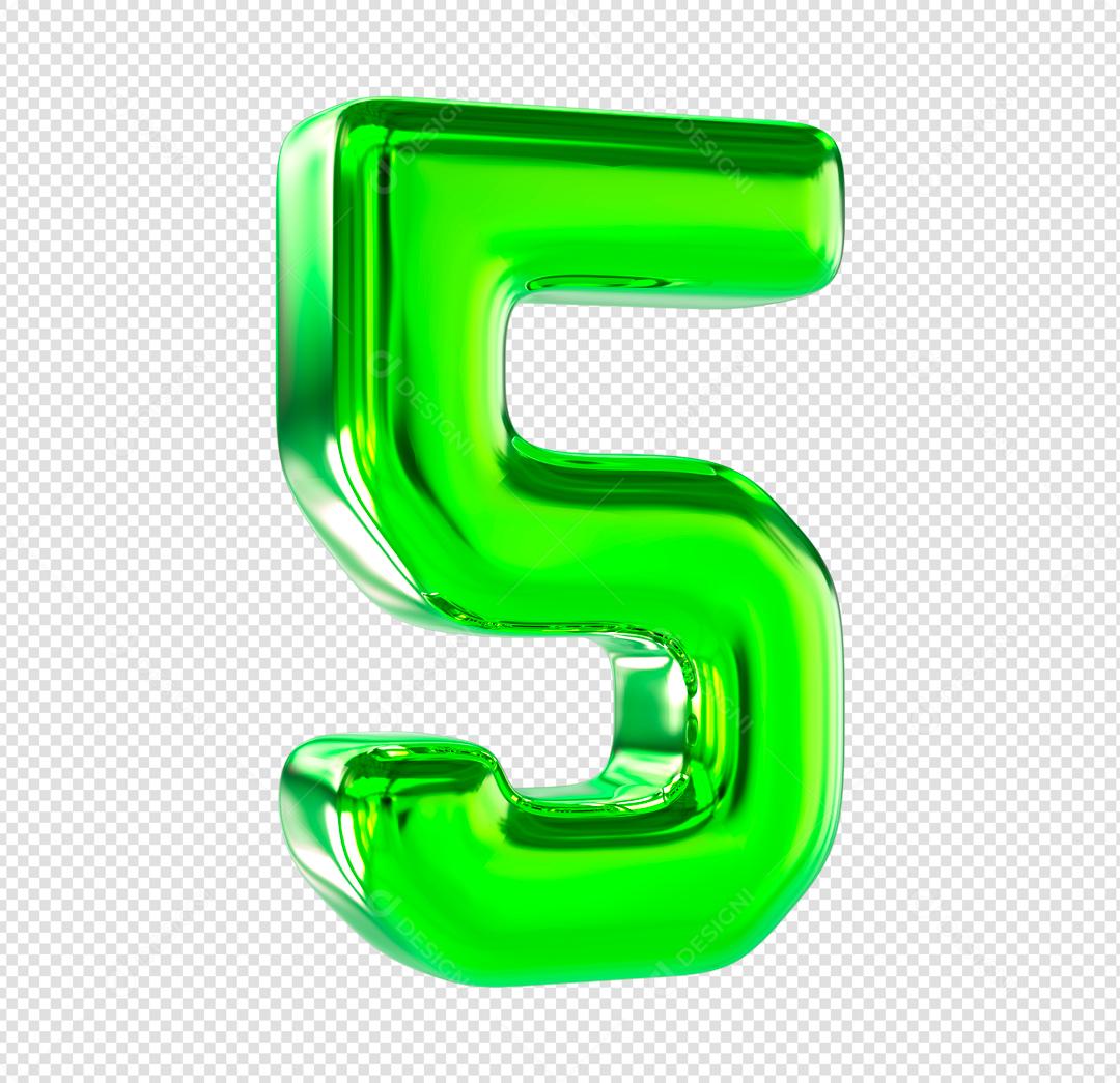 Número 3D 5 Verde Elemento Para composição PSD