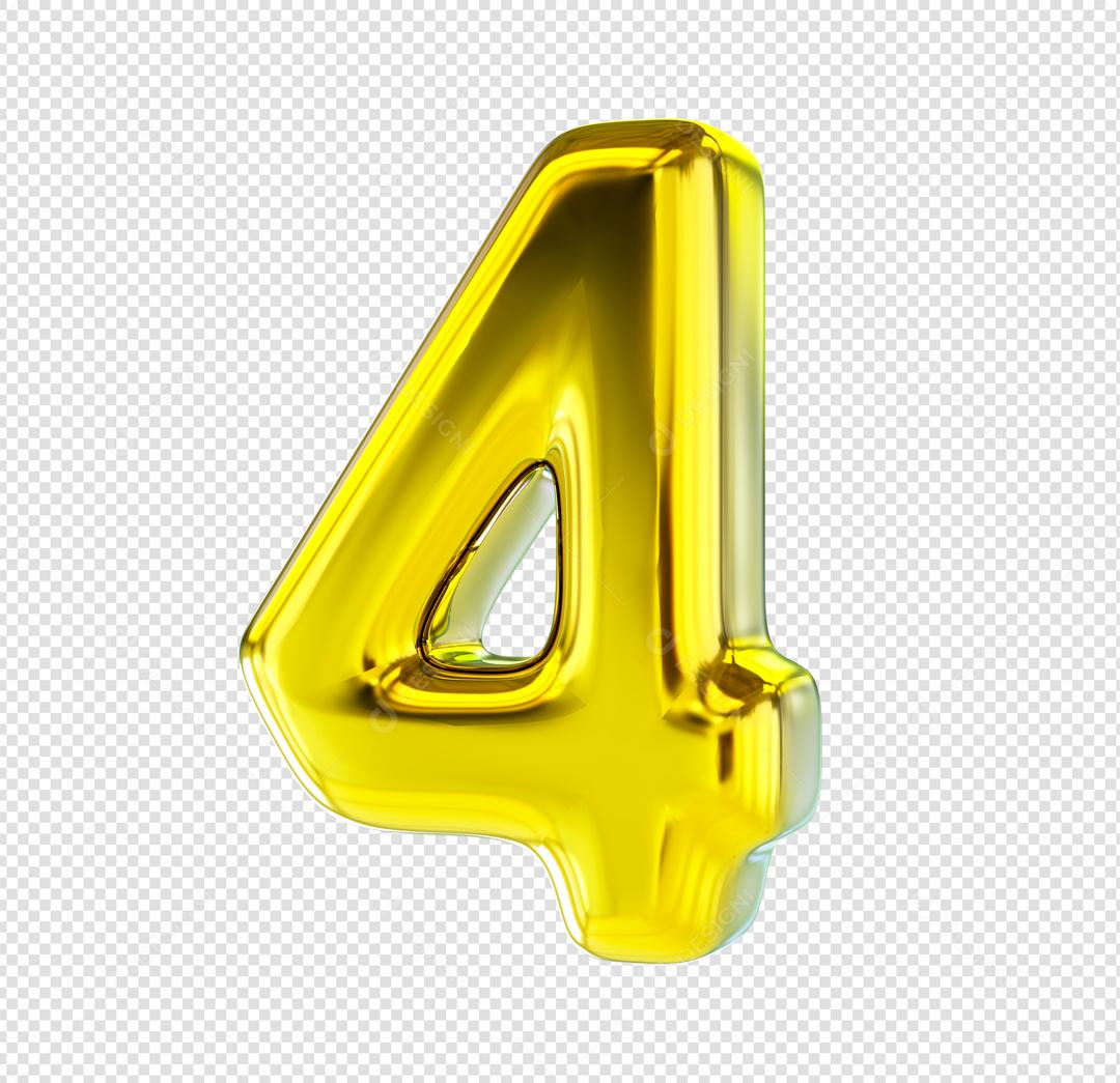 Número 3D 5 Dourado Elemento Para composição PSD