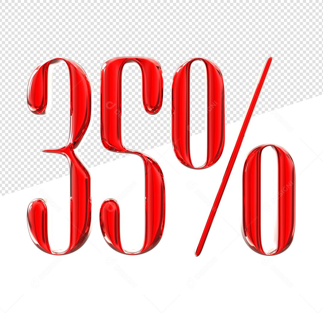 Número 3D 35% Vermelho Elemento Para Composição PSD