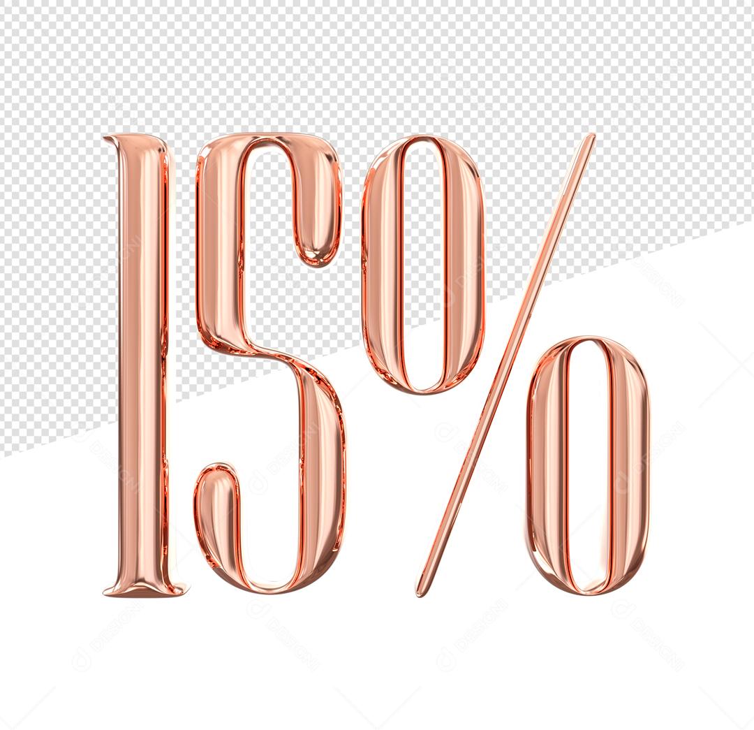 Número 3D 15% Rosa Elemento Para Composição PSD