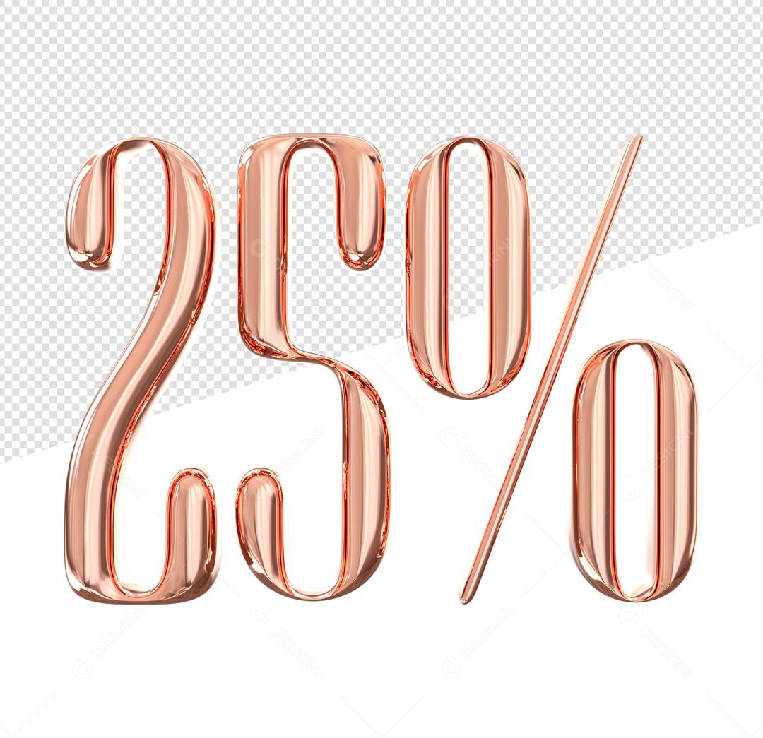 Número 3D 25% Rosa Elemento Para Composição PSD