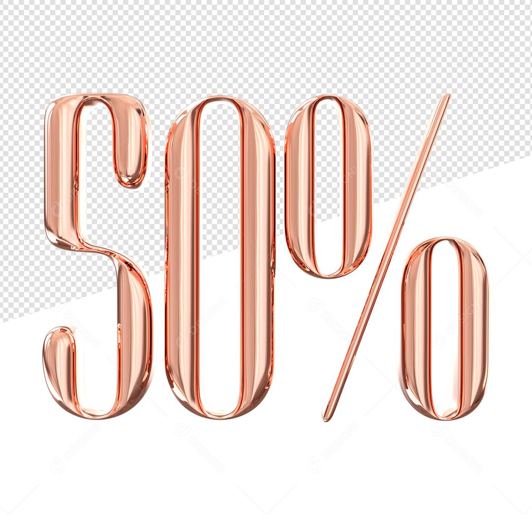 Número 3D 50% Rosa Elemento Para Composição PSD