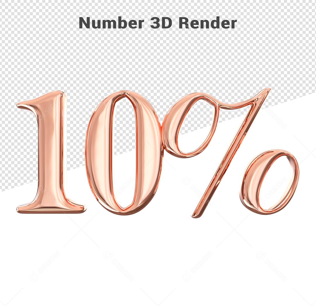 Número 10% Rosa Elemento 3D Para Composição PSD