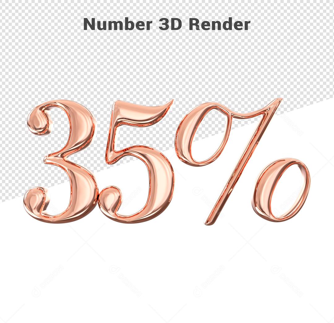 Número 35% Rosa Elemento 3D Para Composição PSD