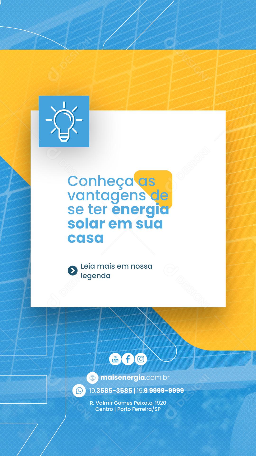Story Conheça as Vantagens de se ter Energia Solar em sua Casa Social Media PSD Editável