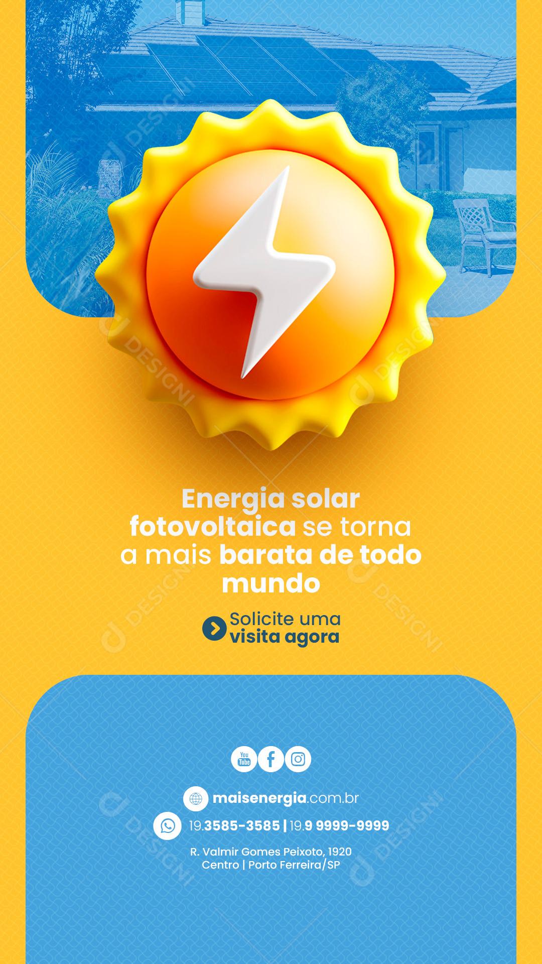 Story Photovoltaic Solar Energy becomes the cheapest in the world Social Media Editable PSD