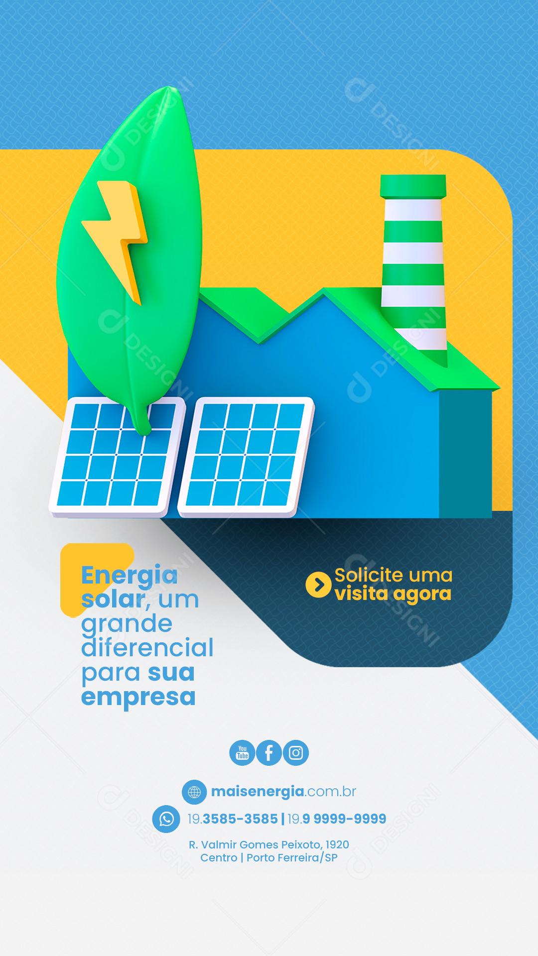Story Energia Solar um grande Diferencial para sua Empresa Social Media PSD Editável