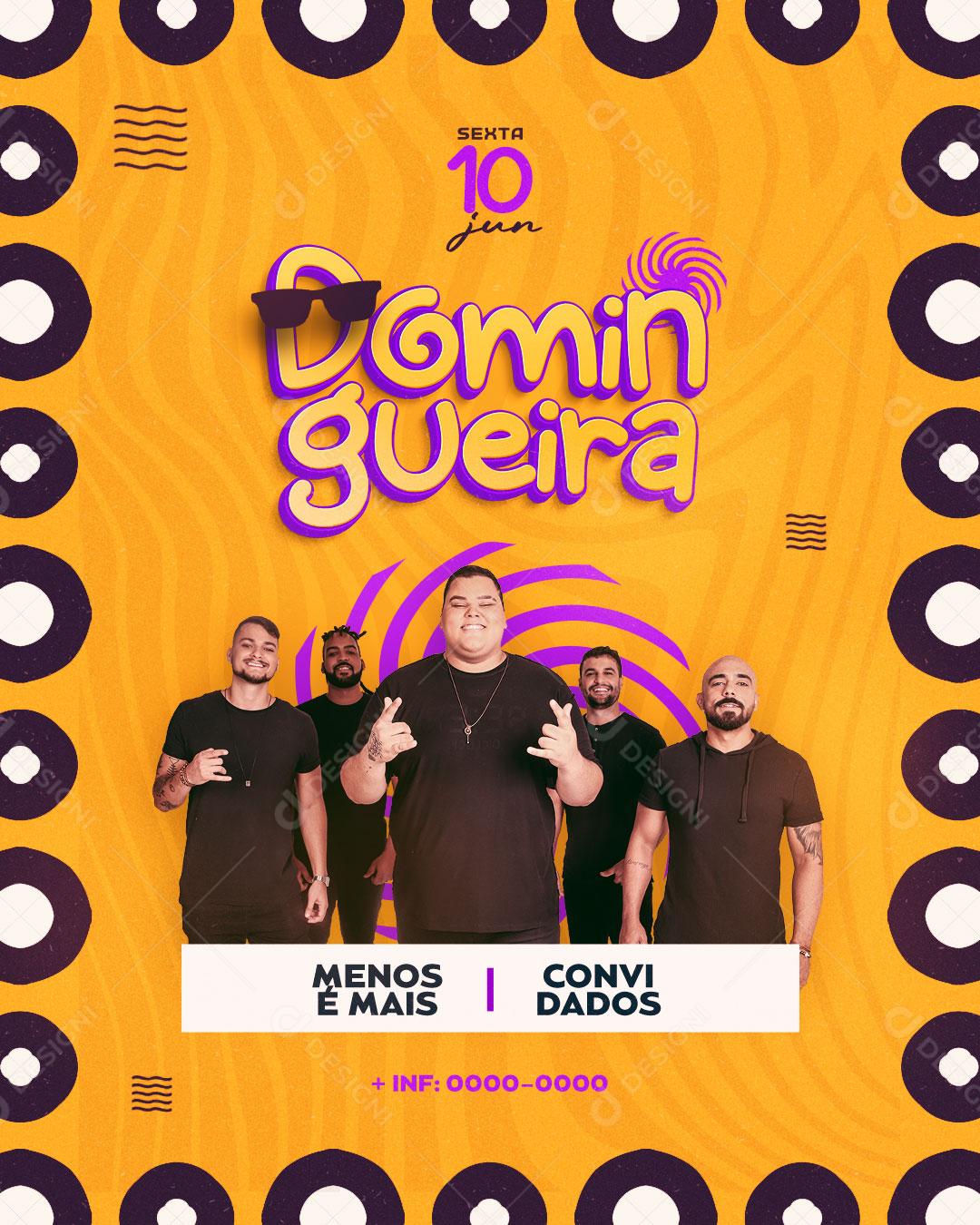 Flyer Story Domingueira Evento Banda Menos é Mais PSD Editável