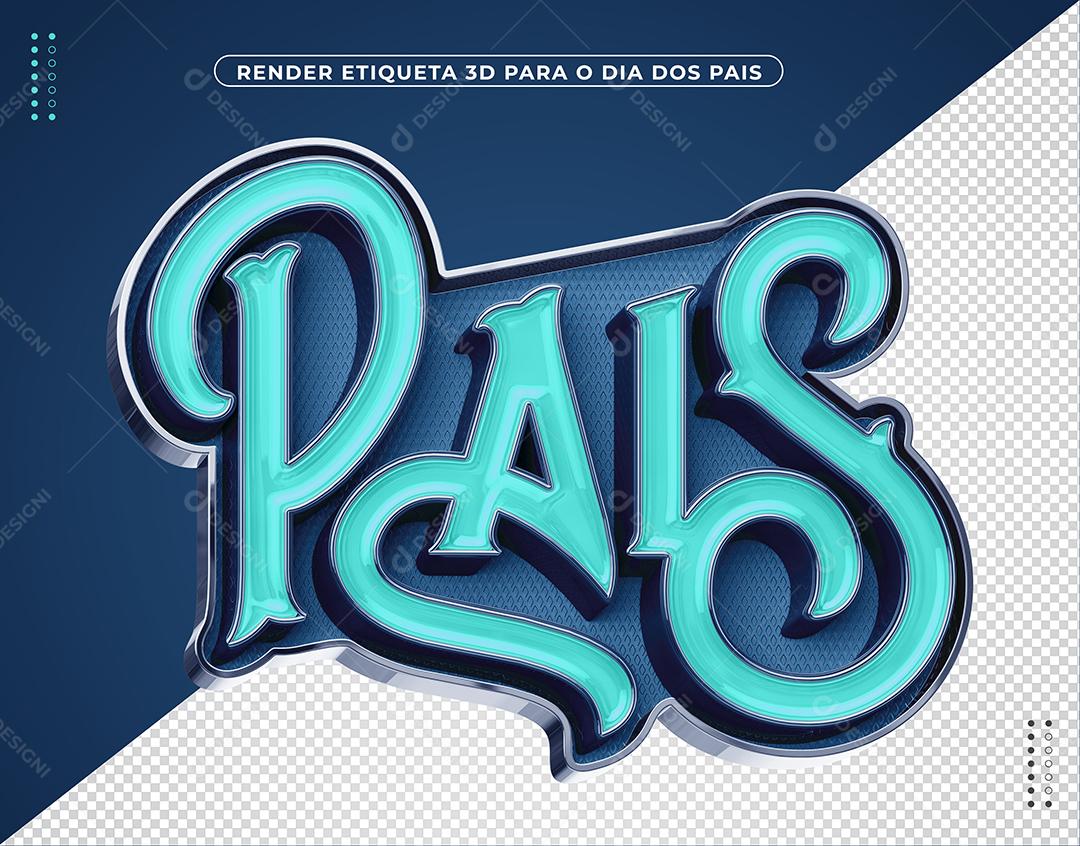 Pais Selo 3D Azul Marinho para Composição PSD